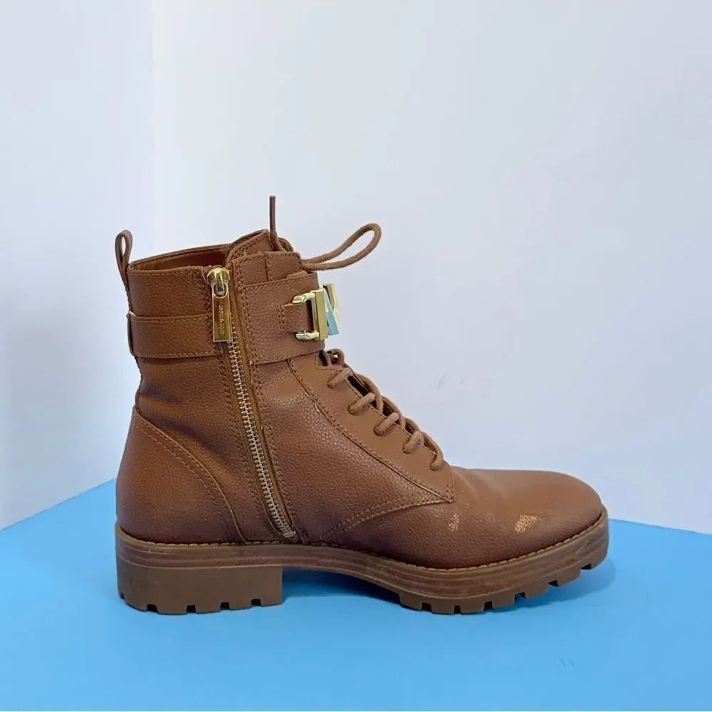 Michael Kors Kincaid leather combat bootie in the luggage color Size Women 8.5M